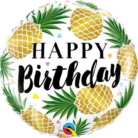 46 cm-es ananászos Happy Birthday fólia lufi