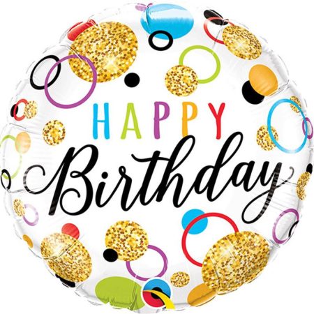 46 cm-es glitteres Happy Birthday fólia lufi