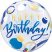 56 cm-es kék-arany pöttyös Happy Birthday Bubble lufi