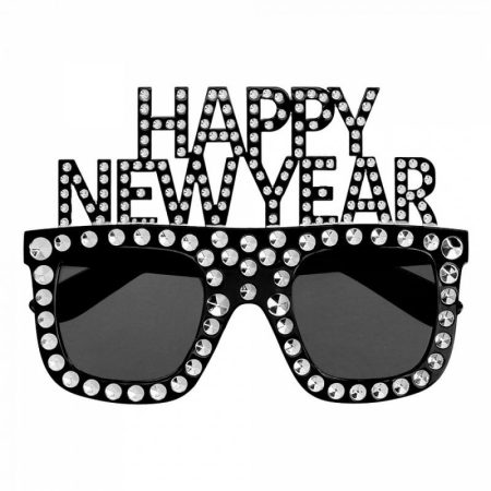 Happy New Year feliratú strasszos szemüveg szilveszterre