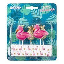 Flamingó és ananász tortagyertya 5 db-os